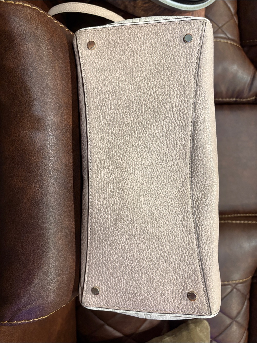 kate spade Pebbled Leather Satchel in Pale Pink/light sand Trim, gold hardware - Picture 6 of 12